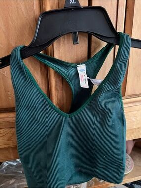 Free People Deep Green Ribbed Racerback Tank